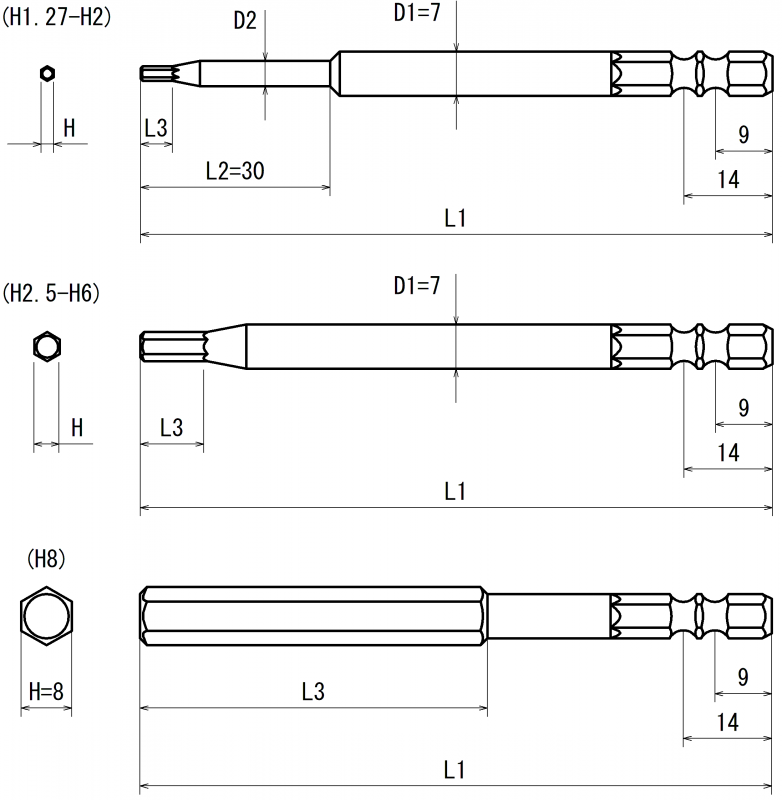 ビット】V-32 六角対辺6.35mmシャンク ｜近江精機株式会社｜ドライバー