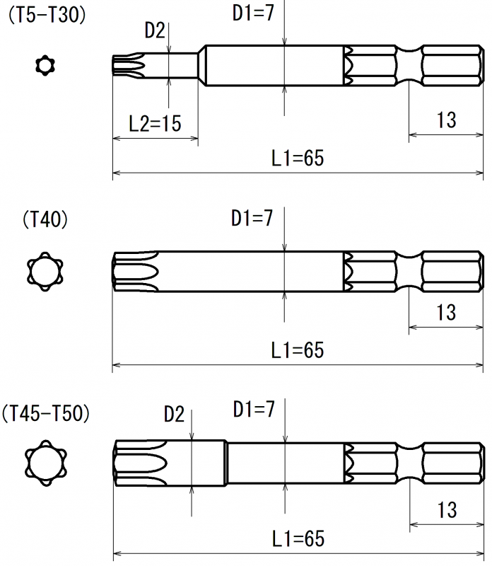 ビット】V-21 六角対辺6.35mmシャンク ｜近江精機株式会社｜ドライバー